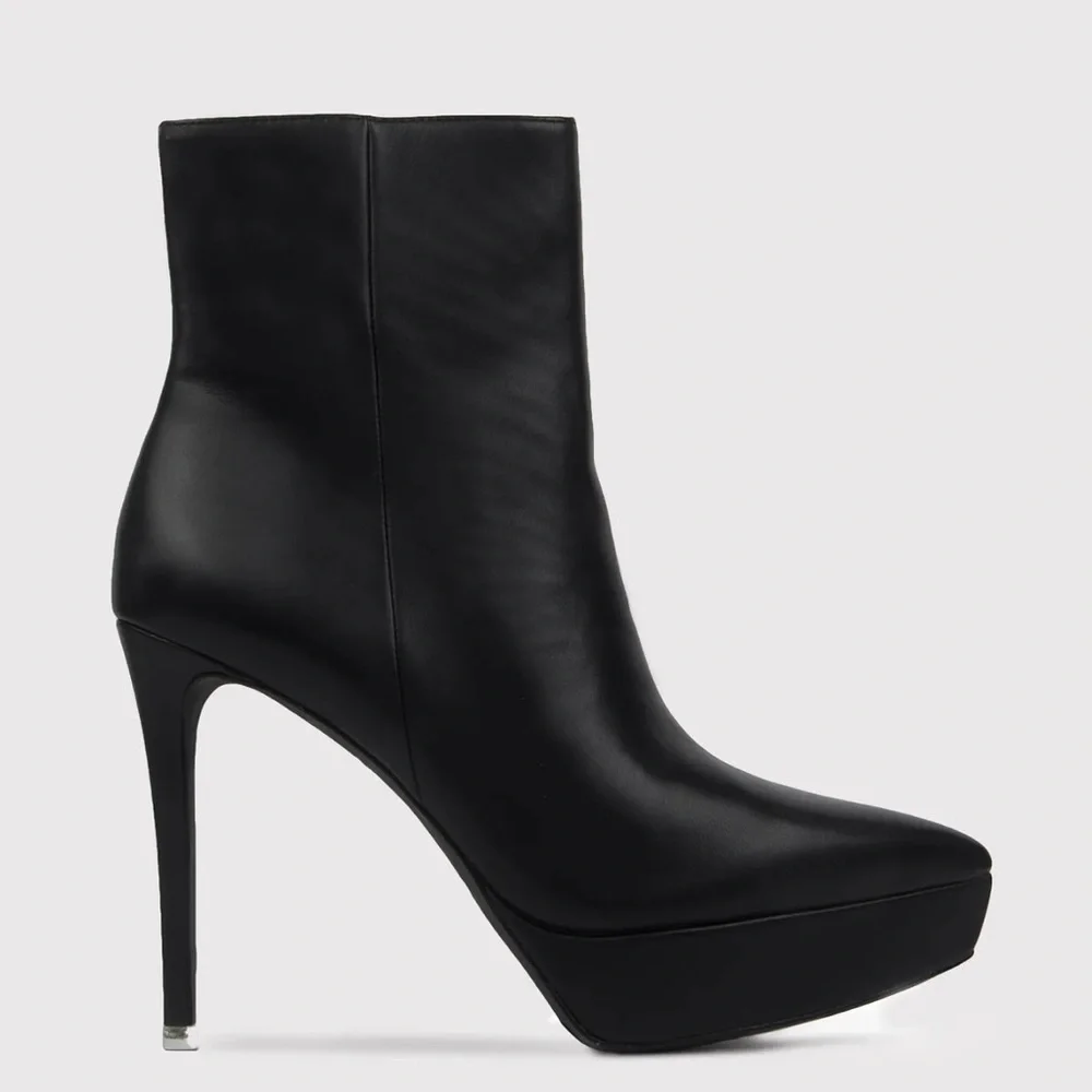 Black Suede Studio Winnie Pointed Toe Platform Stiletto Bootie New - Picture 1 of 9